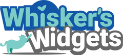 Logo of 'Whisker's Widgets' with a cat icon on a white background